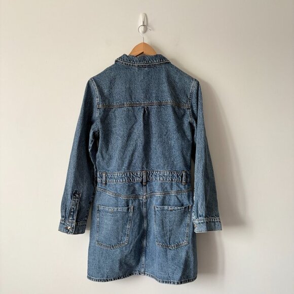 Zara Denim Mini Dress Long Sleeves Size Large Blogger Favorite - Picture 6 of 8